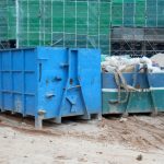 Construction,wasted,disposal,bin,used,at,the,construction,site.